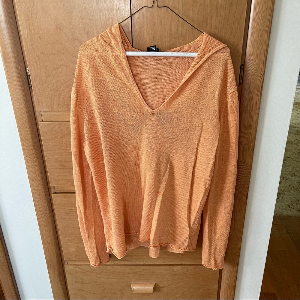 Eileen Fisher Orange Knit Hoodie